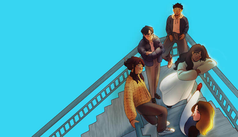 simple bg, five chars simple bg, five chars